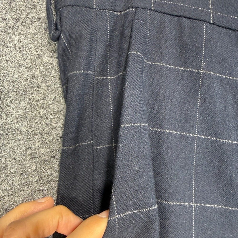 Express Slim Pleated Dress Pants Mens 36x34 Blue Windowpane Plaid Cotton Stretch - Picture 8 of 16